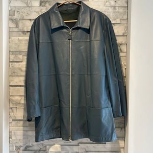 Brioni leather oversize collar jacket lambs leather